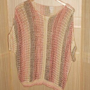 Chico's Womens Crochet Knit Orange Yellow Poncho XL